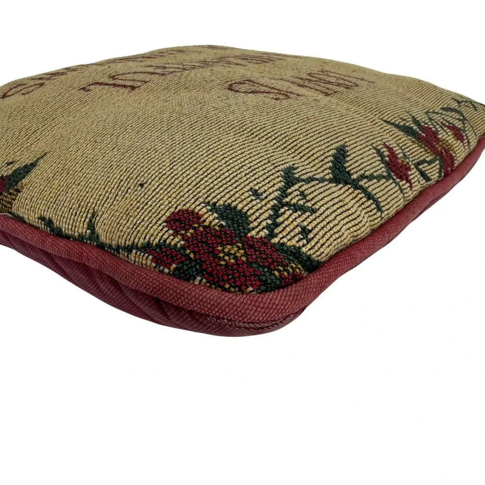 Vintage Style Tapestry Pillow Love Is A Heartful Of‎ Rainbows Floral Burgundy